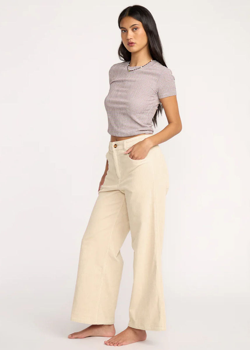 Free Fall Wide Leg Cord Pants - White Cap