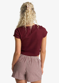 Sun Fade Printed Short - Red Dahlia