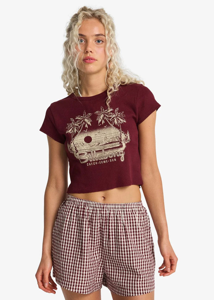 Sun Fade Printed Short - Red Dahlia