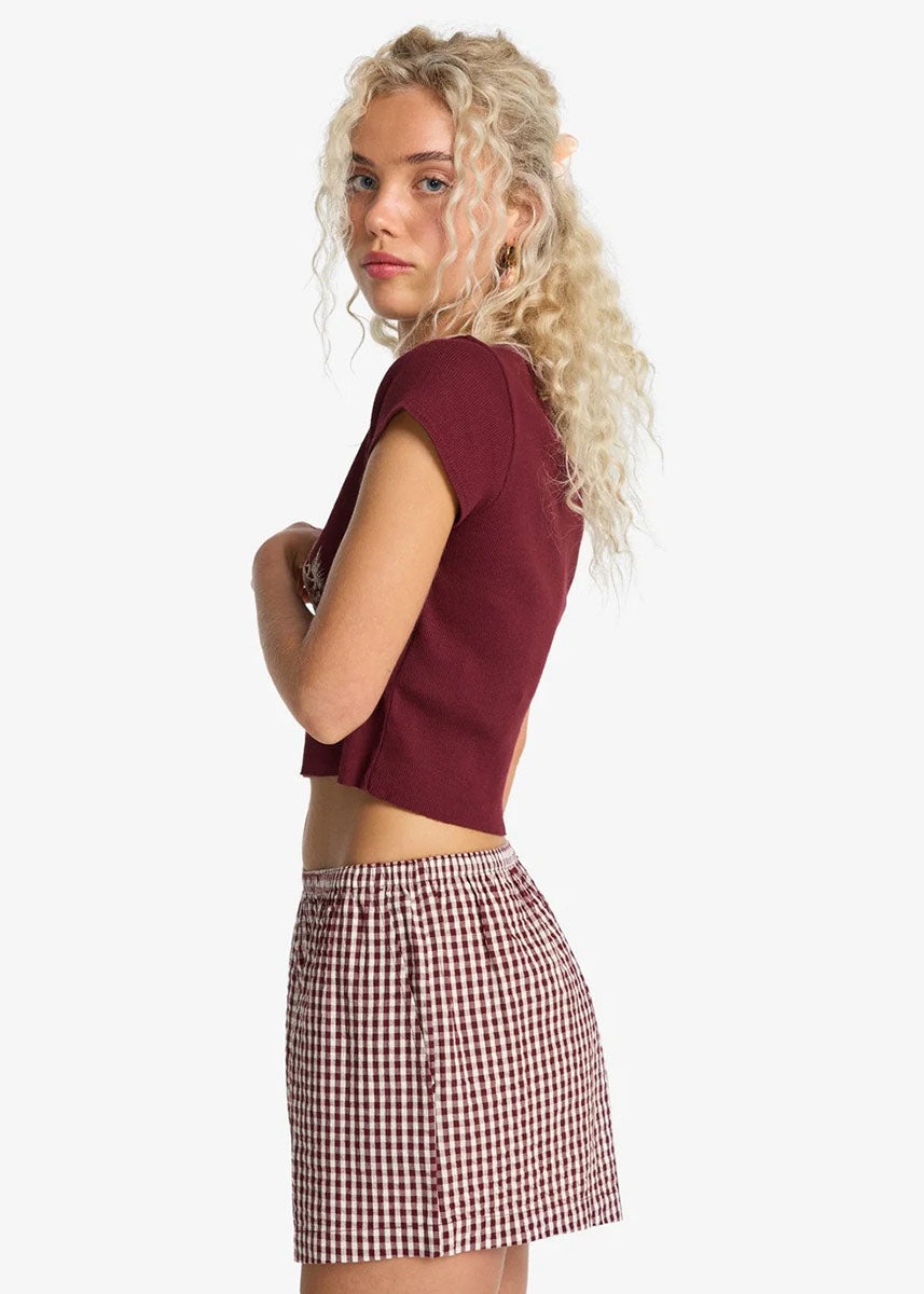 Sun Fade Printed Short - Red Dahlia