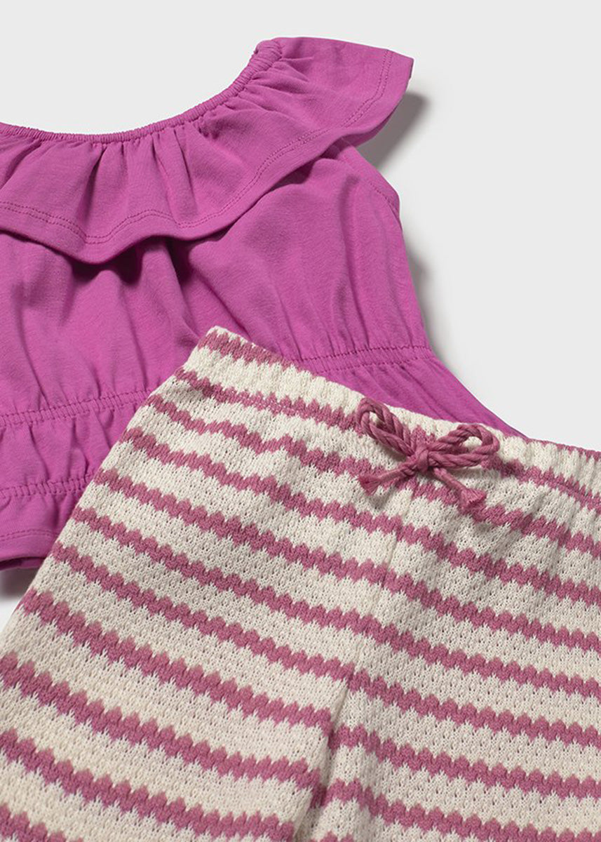 Marlo Ruffle Top & Crochet Pant Set - Orchid