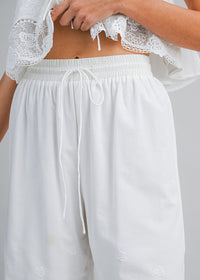 Cosette Embroidered Tie Top & Pant Set - Off-White