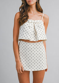 Drew Polka Dot Crop Top & Skort Set - Cream