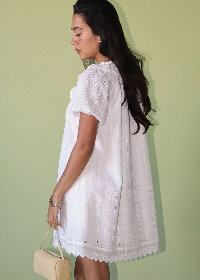 Belinda Eyelet Babydoll Mini Dress - Cream