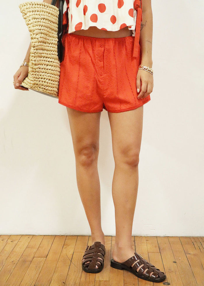Broderie Shorts - Cherry Tomato