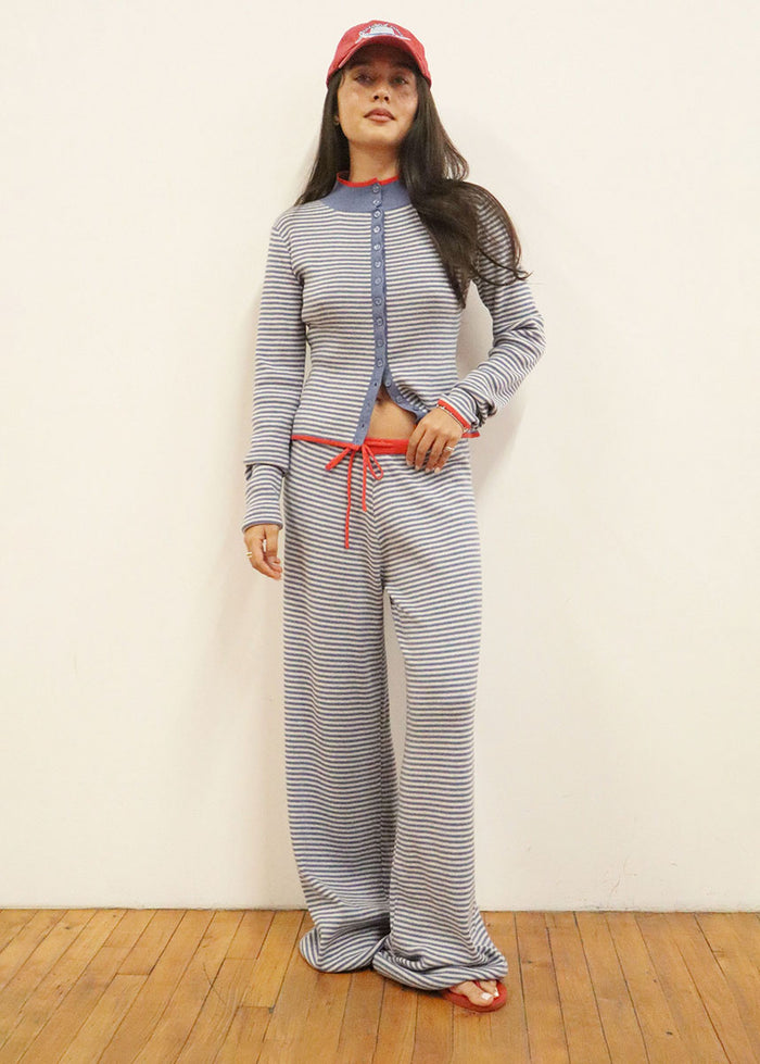 Bea Striped Wide Leg Pant - Marine