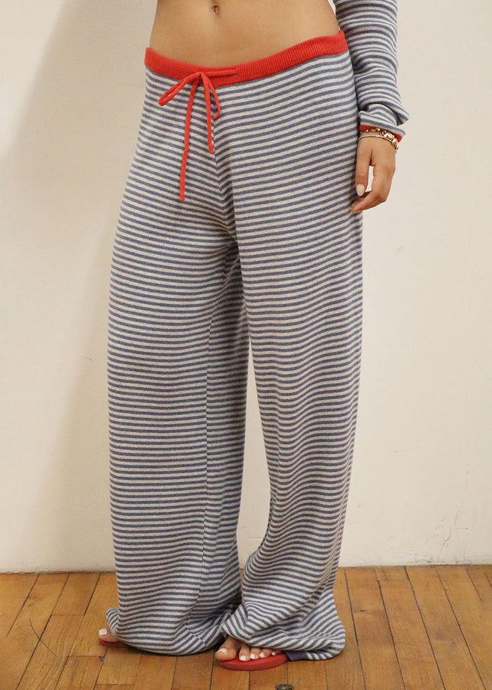 Bea Striped Wide Leg Pant - Marine