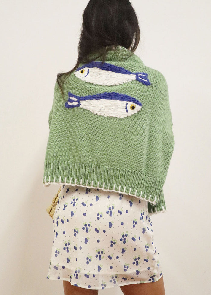 Morgan Fish Stitch Sweater - Basil