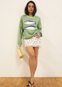 Morgan Fish Stitch Sweater - Basil