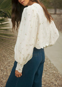 Ellen Ditzy Floral Embroidered Scallop Blouse - Butter Yellow