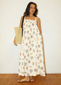 Michelle Seashell Lace Trim Maxi Dress - Cream
