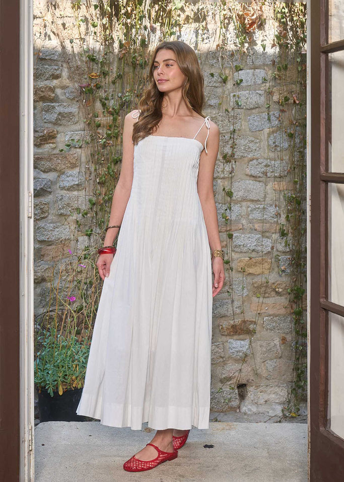 Waverly Pleated Midi Dress - Off-White