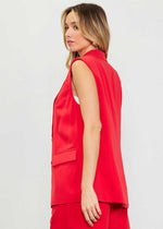 Carla Sleeveless Tailored Blazer - Red