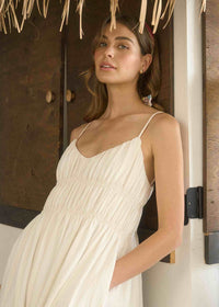 Catherine V-Neck Midi Dress - Cream Multi