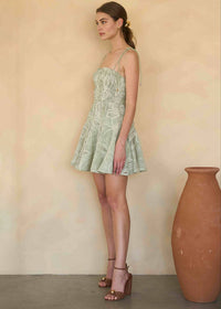 Matilde Tie Tiered Mini Dress - Olive