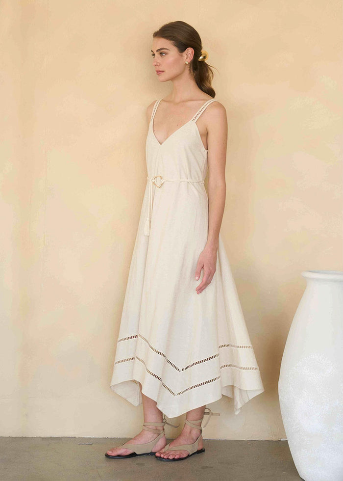 Lola Asymmetric Midi Dress - Oatmeal