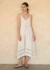Lola Asymmetric Midi Dress - Oatmeal