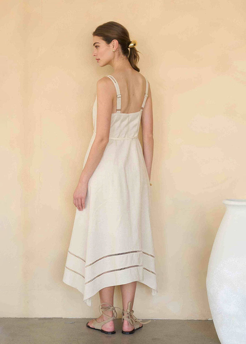 Lola Asymmetric Midi Dress - Oatmeal