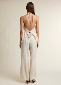 Stevie Stripe Halter Top & Pants Set - Oatmeal