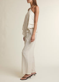 Stevie Stripe Halter Top & Pants Set - Oatmeal