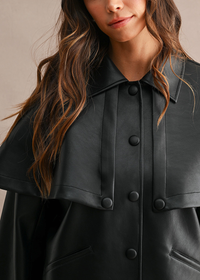 Ramy Cape Faux Leather Jacket - Black