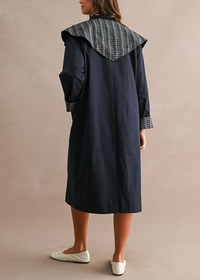 Elinia Longline Cape Scarf Trench Coat - Navy