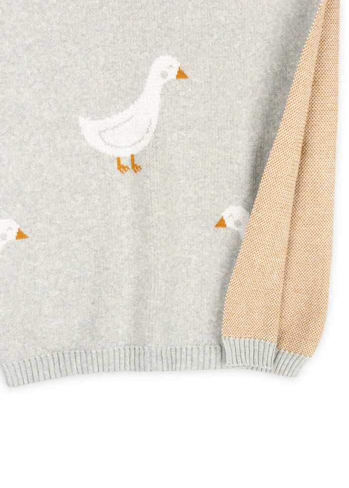 Organic Jacquard Sweater Knit Baby Blanket - Duck Waddle