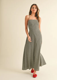 Ina Gingham Maxi Dress - Black & White