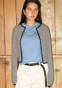 Beck Striped Cardigan - Navy & Lemon