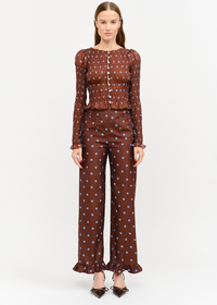 Paloma Straight Ruffle Polka Dot Pant - Brown