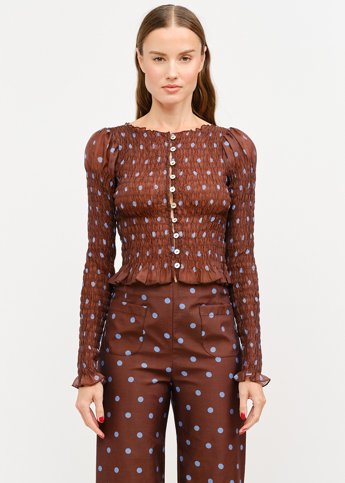 Ashton Polka Dot Top - Brown