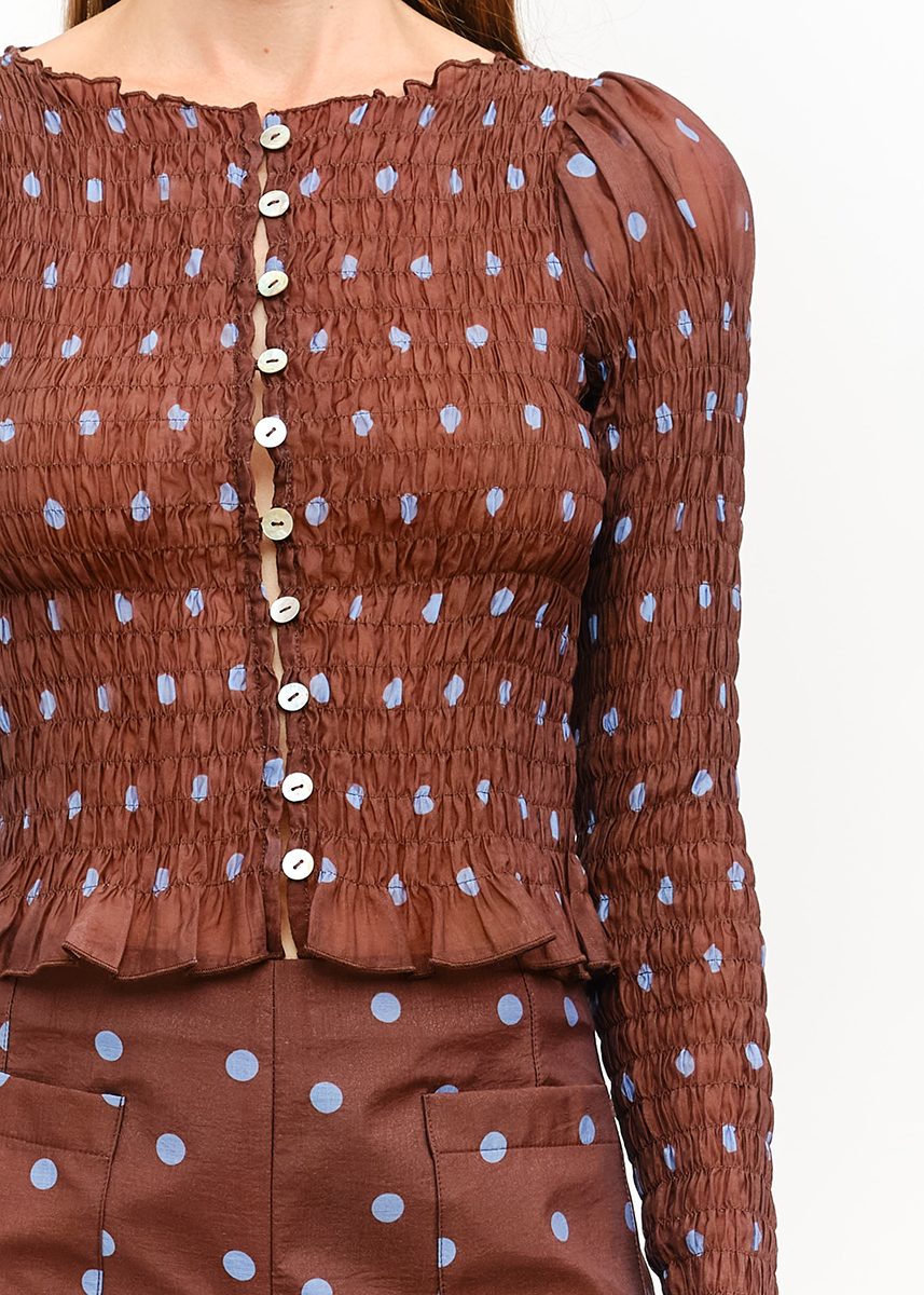 Ashton Polka Dot Top - Brown