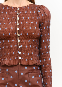 Ashton Polka Dot Top - Brown