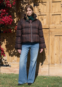 Marlee Plaid Puffer Jacket - Chocolate