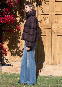 Marlee Plaid Puffer Jacket - Chocolate