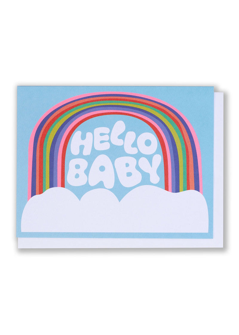 Hello Baby Rainbow & Clouds Card