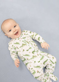 2-Way Zipper Fold-Over Footie - Crayon Alligators