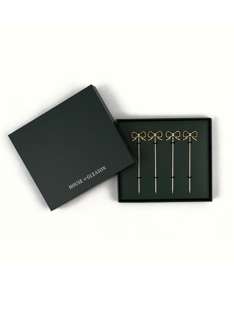 Gold Bow Cocktail Picks