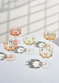 Bright Flower Wave Coupe Cocktail Glass