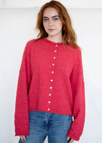 Piper Mini Striped Cardigan - Cherry Red