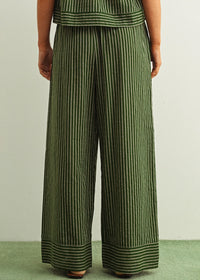 Olivette Striped Wide Leg Pants - Green