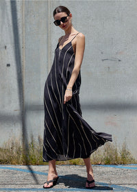 Amara Striped Maxi Dress - Charcoal