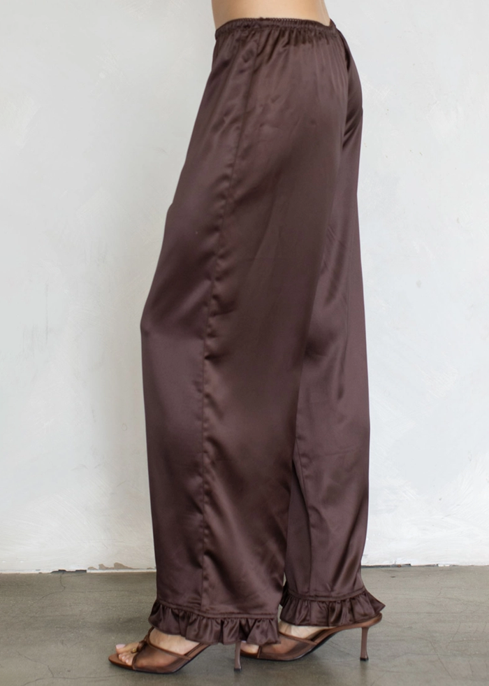 Naia Satin Pants - Chocolate