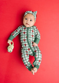 Bamboo Fold-Over Zipper Footie - Gift Wrapped