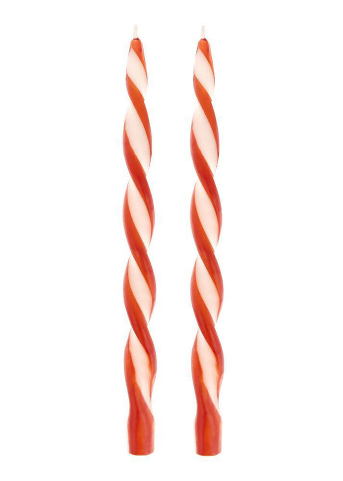 Red Stripe Twist Candles (Set of 2)