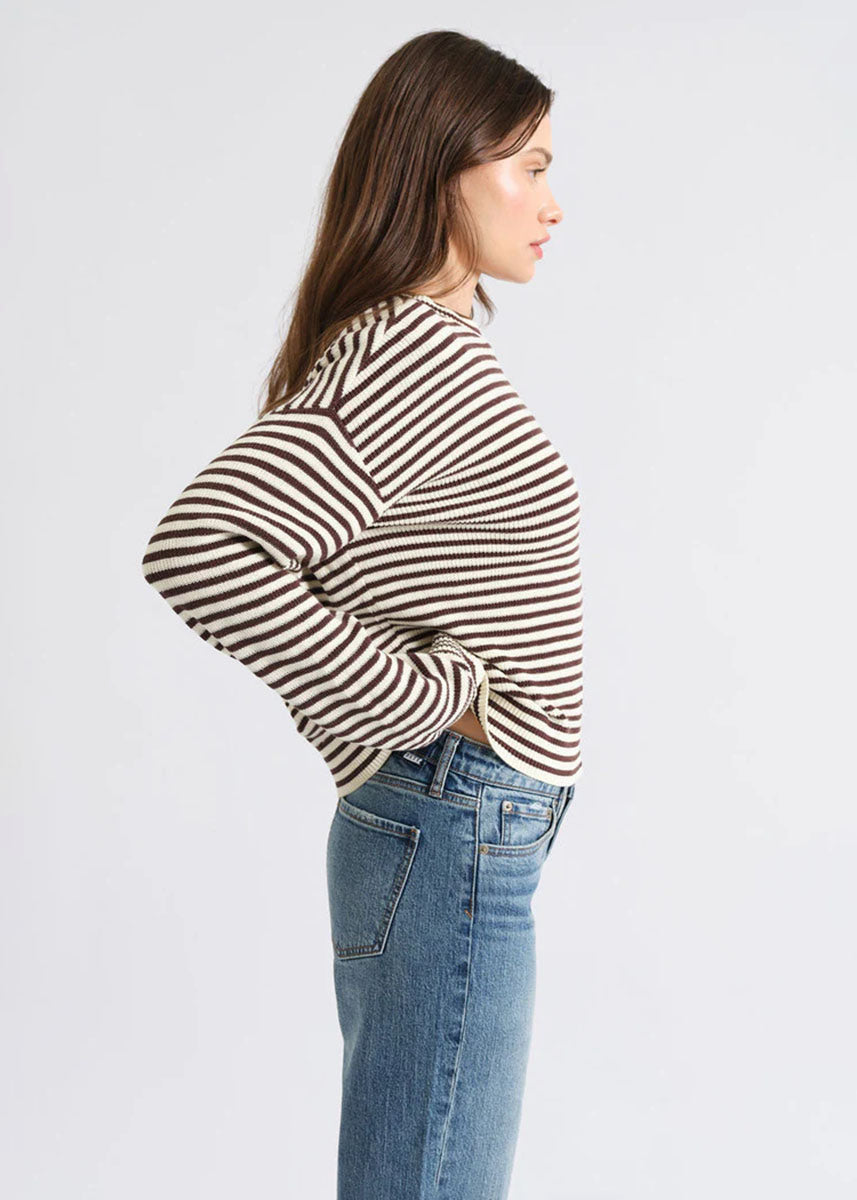 Carlyle Everyday Crewneck Sweater - Chocolate Stripe