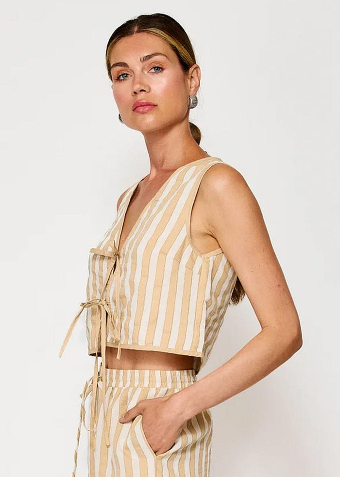 Kamari Striped Tie-Top - Ecru Taupe