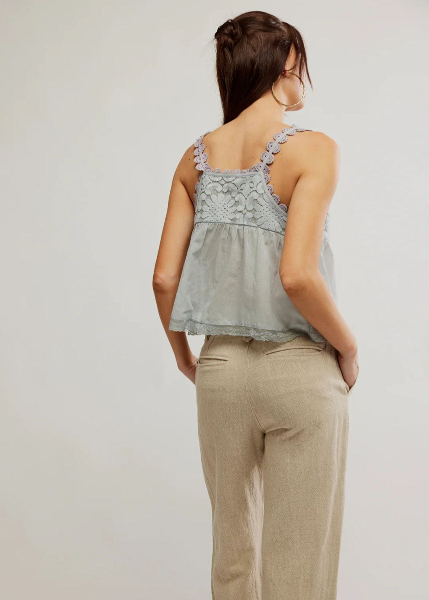 Stevie Lace Tank - Pearl Blue
