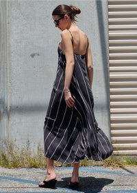 Amara Striped Maxi Dress - Charcoal