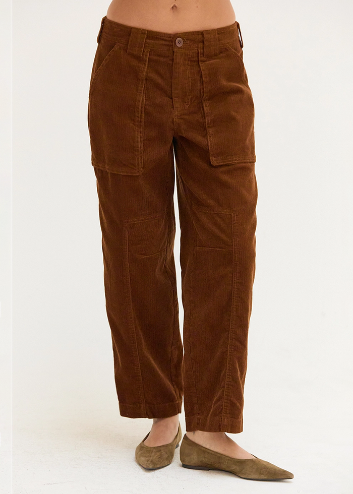 Riley Corduroy Barrel Pants - Brown